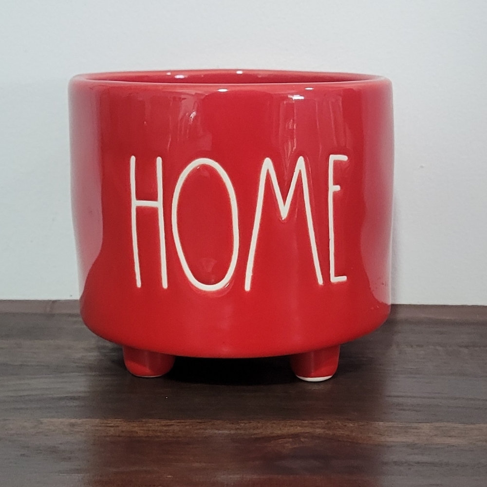 Rae Dunn Red Ceramic Planter with 'HOME' Text